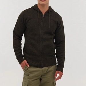 BENCH MELSA FULL ZIP-UP HOODED WOOL BLEND SWEATER SIZE M